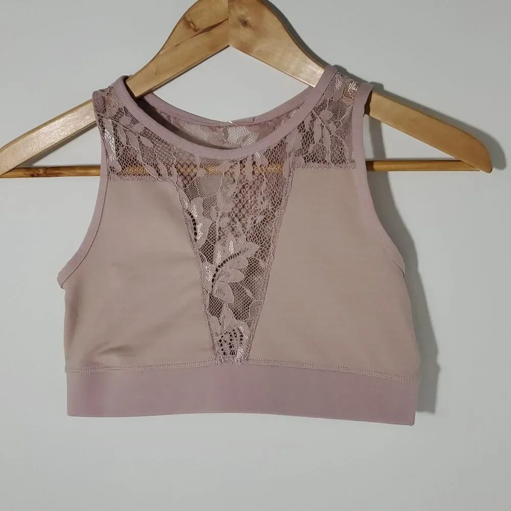 LA Society Women's Lace Longline Bralette Dusty Pink Size L NWT